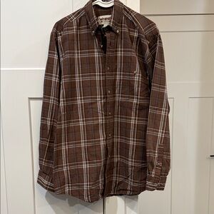 Wrangler Brown Plaid Long-Sleeve Button-Down Shirt